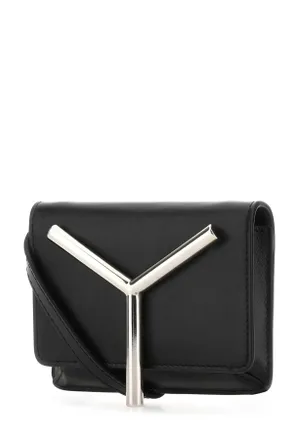 Y / Project Womens Black Leather Mini Crossbody Bag Blacksilver Portafogli