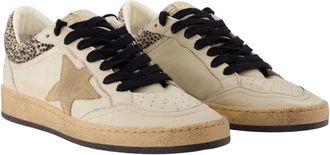 Golden Goose Womens Ballstar Sneakers - Golden Goose Deluxe Brand Leather Beige Calfskin Shoes