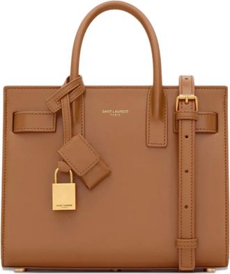 Saint Laurent Kleine Sac De Jour leren shopper met hangslot - Bruin