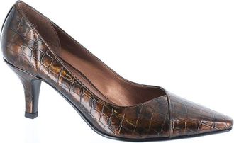 Easy Street Chiffon Pointed Toe Pump - Multiple Widths Available in Bronze Patent Croco at Nordstrom Rack, Size 5.5