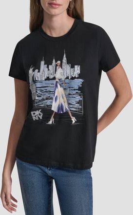 DKNY Crystal Embellished Statue of Liberty Conversational Graphic T-Shirt in Black at Nordstrom, Size Xx-Small
