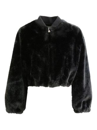 VALENTINI 1972 long-sleeve faux-fur bomber jacket - women - Polyester - 38 - Black