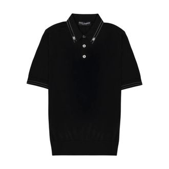 Dolce & Gabbana Zijden Polo - Heren - Tops - Zwart - Maat: S Zijde