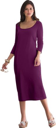 Jessica London Stretch Cotton T-Shirt Dress in Dark Berry at Nordstrom, Size 26
