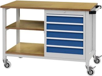 OEM Banco De Trabajo A1200xf540xh880mm Multiplex De Haya Gris Claro / Azul Se&ntilde;al 5 Cajones