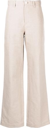 A.P.C. high-waist wide-leg trousers - women - Linen/Flax/Cotton - 34 - Neutrals