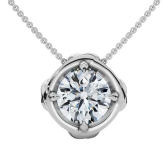 Pompeii3 3/4Ct Natural Diamond Unspoken Pendant 14k Gold 18 Womens Solitaire Necklace