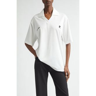 Courr&egrave;ges Sports Oversize Logo Polo in Heritage White/Heritage White at Nordstrom, Size X-Small