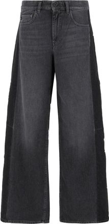 AG - Adriano Goldschmied Wide Fit Dark Grey Jeans With Five-Pocket Design And Belt Loops