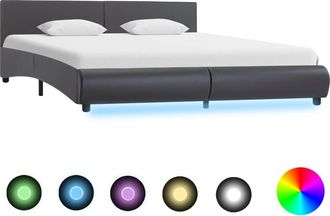 vidaXL Estructura De Cama Con Led Cuero Sint&eacute;tico Gris 160x200 Cm Vidaxl