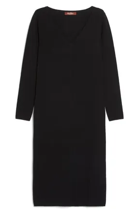 Max Mara Veletta Long Sleeve Midi Sweater Dress in Black at Nordstrom, Size Medium