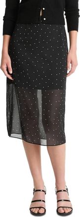 Vince Sheer Dot Straight Midi Skirt In Charcoal