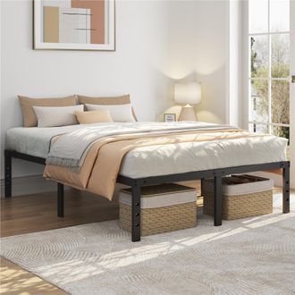 Yaheetech Yaheetech - Telaio Letto Singolo In Metallo Senza Testiera Per Camera Da Letto 140 &times; 200 Cm