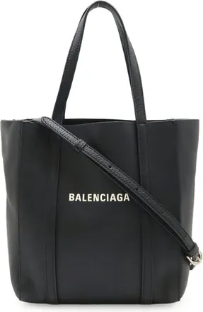 Balenciaga Black Leather Shoulder Bag Tote Bag (Pre-Owned)