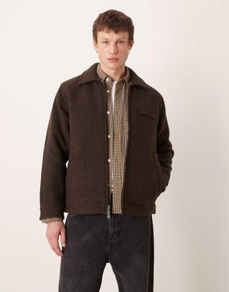 Abercrombie & Fitch Cappotto taglio medio marrone in misto lana