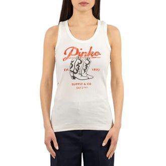 Pinko Pinko, Dames, Tops, Wit, Maat: M Katoen