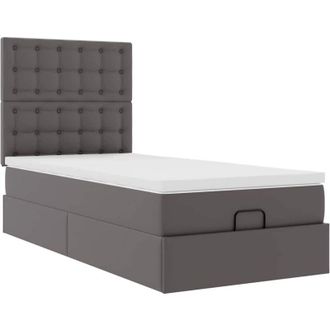 vidaXL Cama Otomana Colch&oacute;n Cuero Sint&eacute;tico Gris 100x200cm Vidaxl