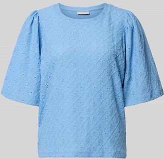 Freequent Blusenshirt mit Lochstickerei Modell KIONA in Blau, Gr&ouml;&szlig;e XXL
