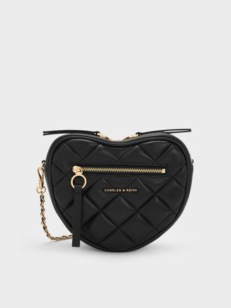 Charles & Keith Paffuto Quilted Heart Crossbody Bag