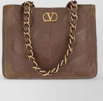Valentino Garavani lambskin tote bag chain link handles chevron