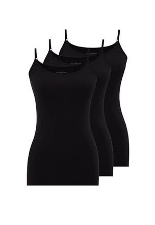 WESTMARK LONDON Debardeur Femme Coton Respirant 3 Pack Débardeurs Spaghetti Blanc Bretelles Réglables Camisole, Débardeur Femme Maillot - XS