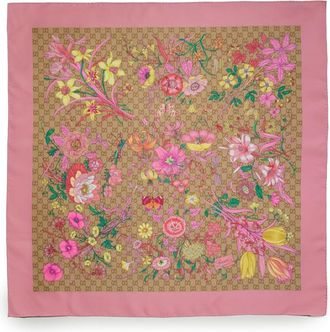 Gucci Pink GG Floral Scarf