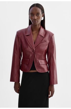 LaMarque Valentina| Micro Leather Blazer in Burgundy at Nordstrom, Size Xx-Small