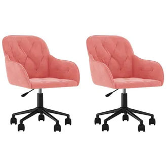 vidaXL Sedie Da Pranzo Girevoli 2 Pz Rosa In Velluto Vidaxl