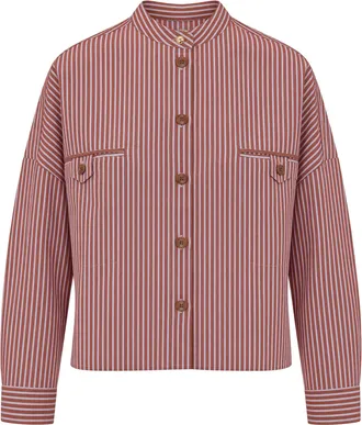 Sessun Grenade Orregia Cropped Striped Poplin Blouse