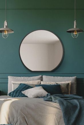 MirrorOutlet Black Framed Flat Bottom Circular Wall Mirror (84CM X 80CM) | Size: 1 Pack