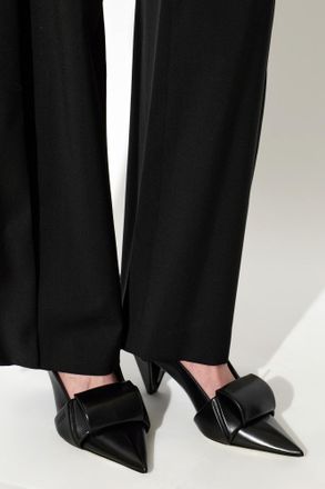 Loewe Leather Heeled Mules Origami, Womens, Black