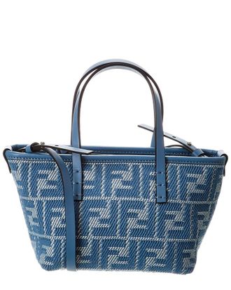 Fendi Fendi Roll Mini Ff Jacquard & Leather Tote