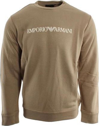 Armani Logo-Printed Crewneck Sweatshirt - Heren - Sweatshirts - Beige - 2XL - Katoen - Hoodies & sweatvesten