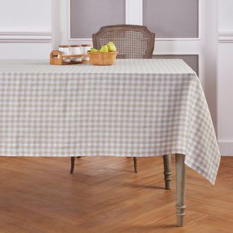 Solino Home Linen Tablecloth for Dining Table, Holiday and Everyday Table Decor - Gingham Check in Natural at Nordstrom, Size X-Large