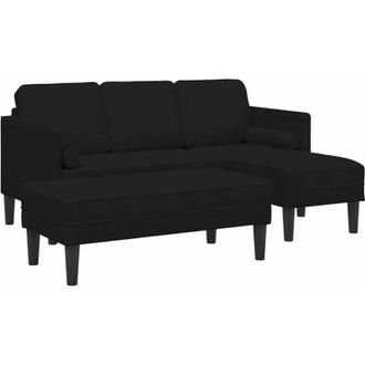 vidaXL Vidaxl - Juego De Sof&aacute; 2 Pcs Negro 173 X 131 X 67 Cm Terciopelo