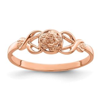Diamond2Deal 14k Rose Gold Polished Flower Ring