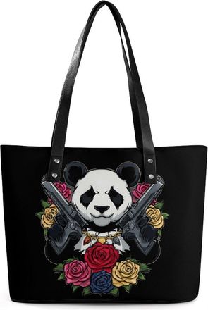 Generic Panda with Guns Tote Bags for Women Cute Shoulder Purses Handbags