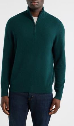 Nordstrom Quarter Zip Cashmere Sweater in Green Ponderosa at Nordstrom Rack, Size X-Large