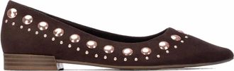 Xti Womens Studded Suede Ballet Flat Shoes In Brown