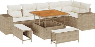 vidaXL Garden Sofa Set 9 pcs Beige, Cream 100 x 100 x 71 cm Vidaxl
