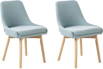 Beliani Conjunto De 2 Sillas De Comedor Tela De Poli&eacute;ster Con Patas De Madera Maciza Clara Asiento Acolchado Azul Claro Melfort