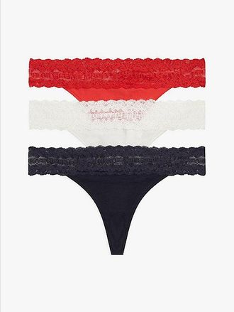 Tommy Hilfiger 3-Pack Ditsy Lace Tanga Thong