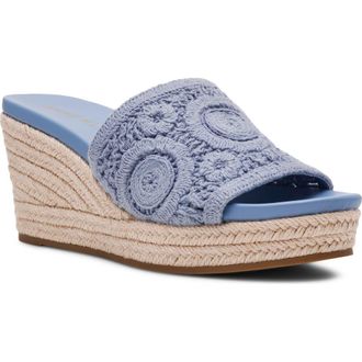 Anne Klein Effy Espadrille Slide Sandal in Blue Crochet at Nordstrom, Size 5.5