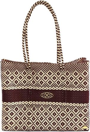 Lola's Bag Womens Travel Handmade Aztec Stripe Tote Bag With Clutch In Burgundy/beige