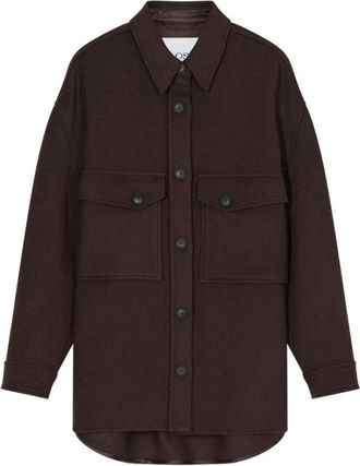 Closed Spread Collar Button-Front Sweater - Dames - Zomerjassen - Bruin - XS - Jassen