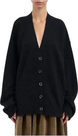 Uma Wang Cardigan Over in Kasjmier - Dames - Vesten - Zwart - S - Kasjmier - Truien & Vesten