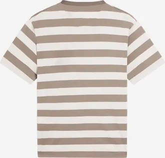 Emporio Armani Mens T-Shirt Striped Cotton Beige (main And Rib) T-Shirts Polos