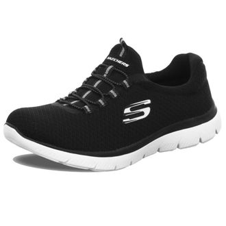 Skechers Womens Summits Top Player Sneaker, Black Mesh White Trim, 3.5 UK