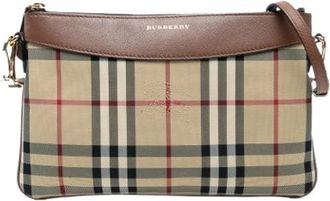 Burberry Pre-owned Cross Body Bags, female, Beige, Size: ONE SIZE Pre-owned Canvas Crossbody Bag