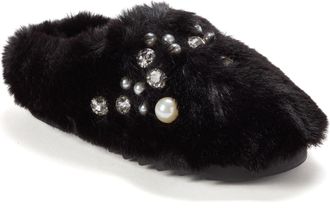 Dearfoams Womens Annabelle Pile Clog Slipper with Embellishment
